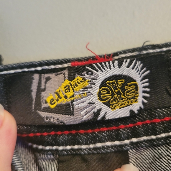 Vintage 90s EXA Men’s Blue Jean Shorts Size 38 Red Dragon Stitching - Picture 7 of 8